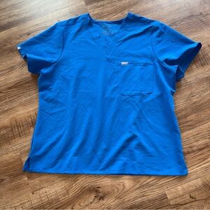 Women’s FIGS V-Neck Technical Collection Blue Scrub Top - XXL